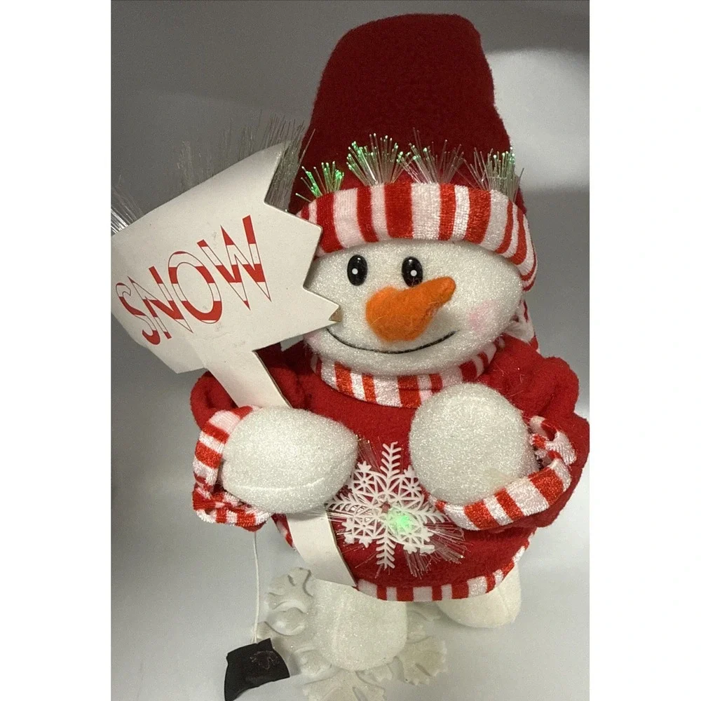 Fiber Optics‎ Standing Snowman With Snow Sign 10.5